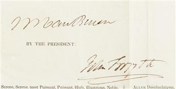 VAN BUREN, MARTIN. Partly-printed Document Signed, as President,